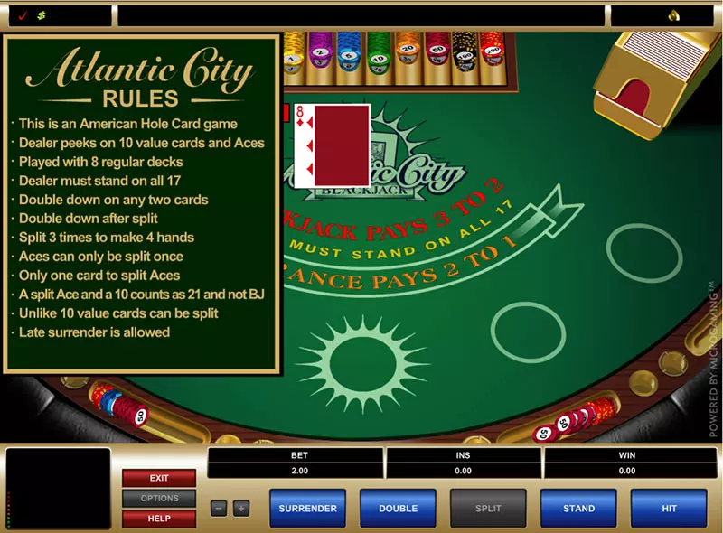 Apuestas progresivas en Atlantic City Blackjack