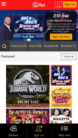 32red casino app screenshot