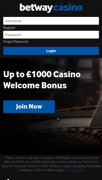 betway casino app screenshot