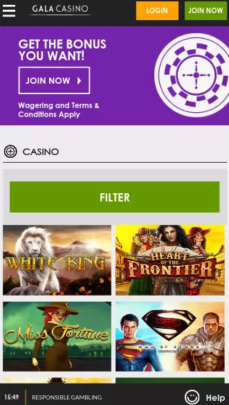 gala casino app screenshot