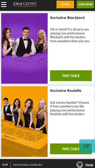 gala casino app screenshot