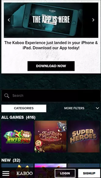 kaboo casino app screenshot