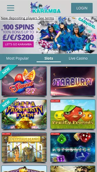 karamba casino app screenshot