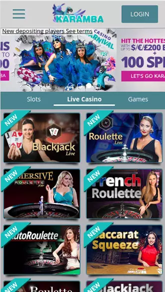 karamba casino app screenshot
