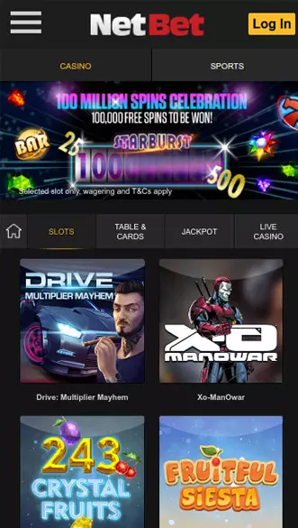 netbet casino app screenshot