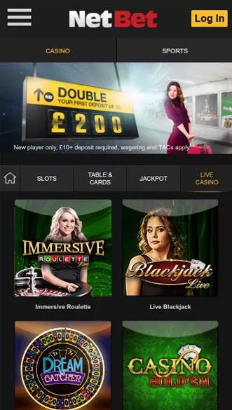 netbet casino app screenshot