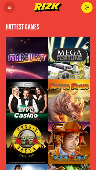 rizk casino app screenshot