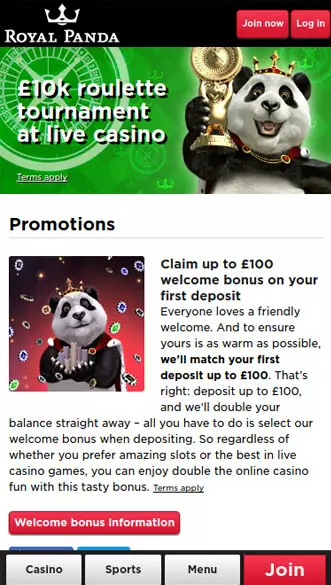royal panda casino screenshot
