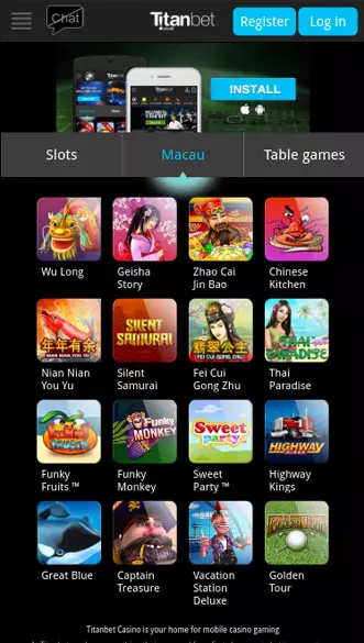 titanbet casino app screenshot