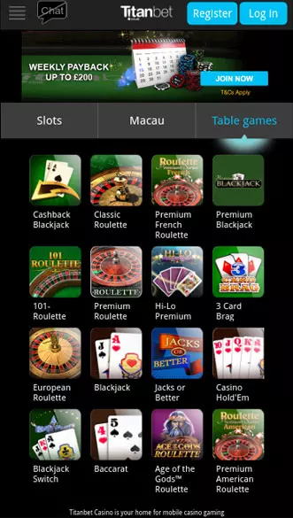 titanbet casino app screenshot