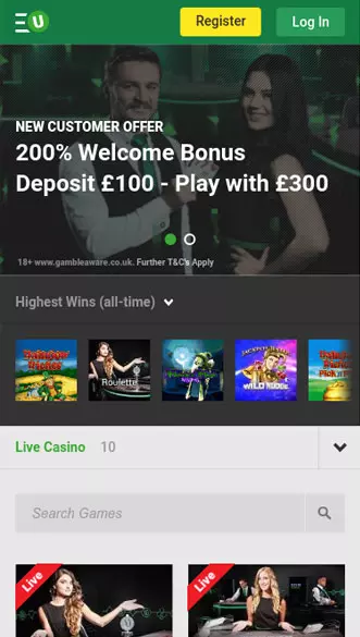 unibet casino app screenshot