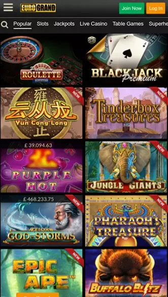 eurogrand casino app screenshot