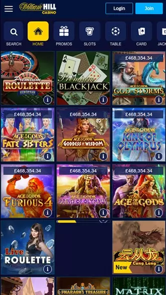 william hill casino app screenshot