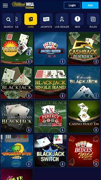 william hill casino app screenshot