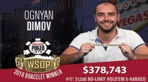 Ognyan Dimov Claims First WSOP Gold Bracelet by Winning $1,500 NLHE 6-Max Event