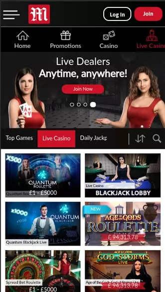 Mansion casino app screenshot