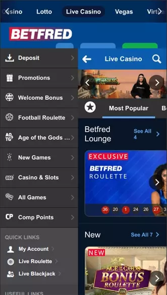 Betfred Casino app screenshot