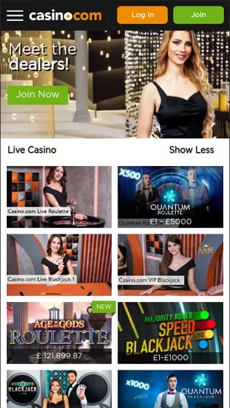 Casino.com app screenshot