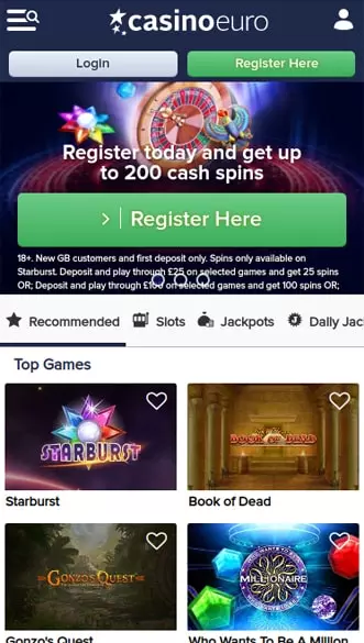 CasinoEuro app screenshot