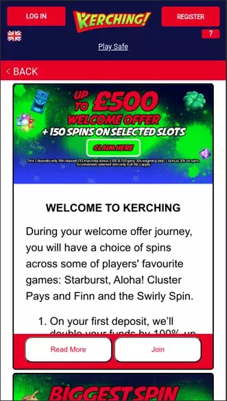 Kerching Casino app screenshot