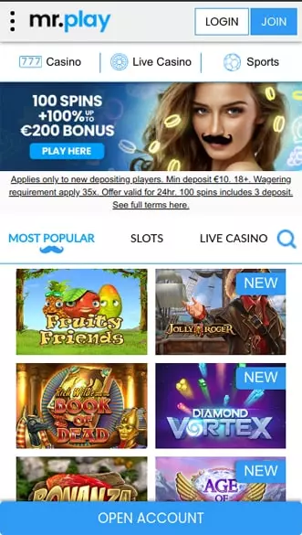mr.play Casino app screenshot