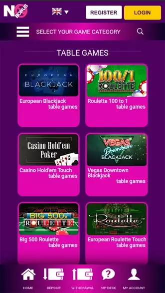 No Bonus Casino app screenshot