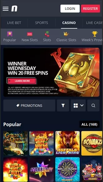 Novibet Casino app screenshot