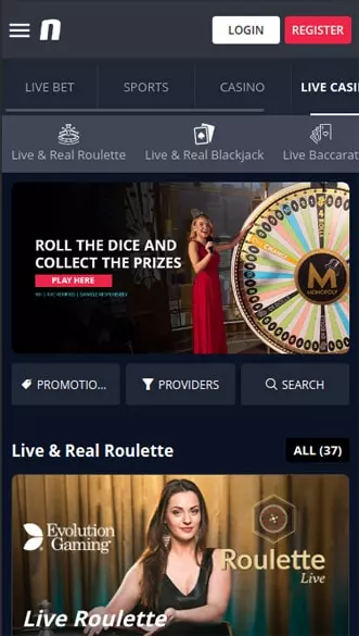 Novibet Casino app screenshot