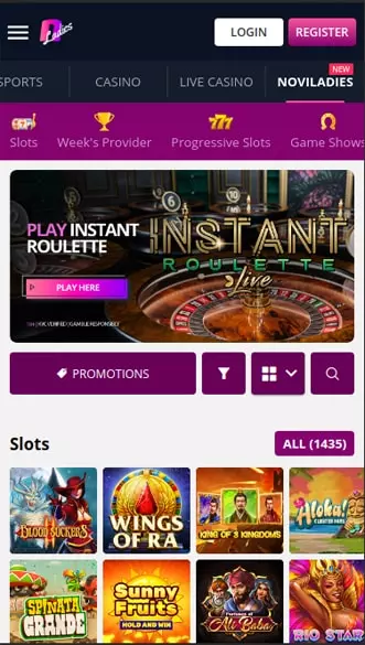 Novibet Casino app screenshot
