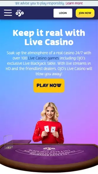 PlayOjO Casino app screenshot