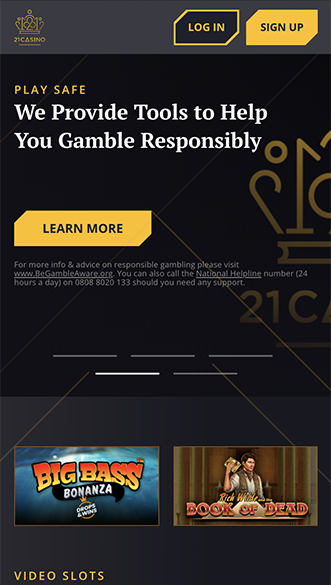 21 Casino app screenshot