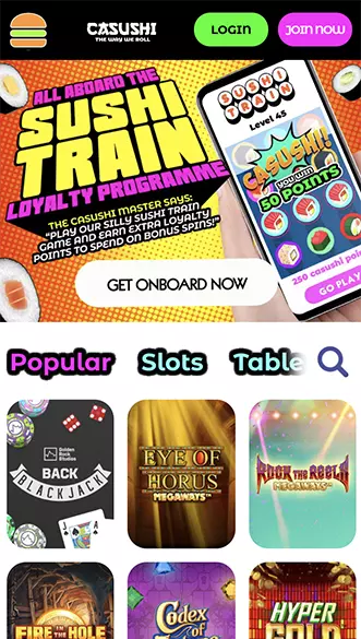 Casushi Casino app screenshot