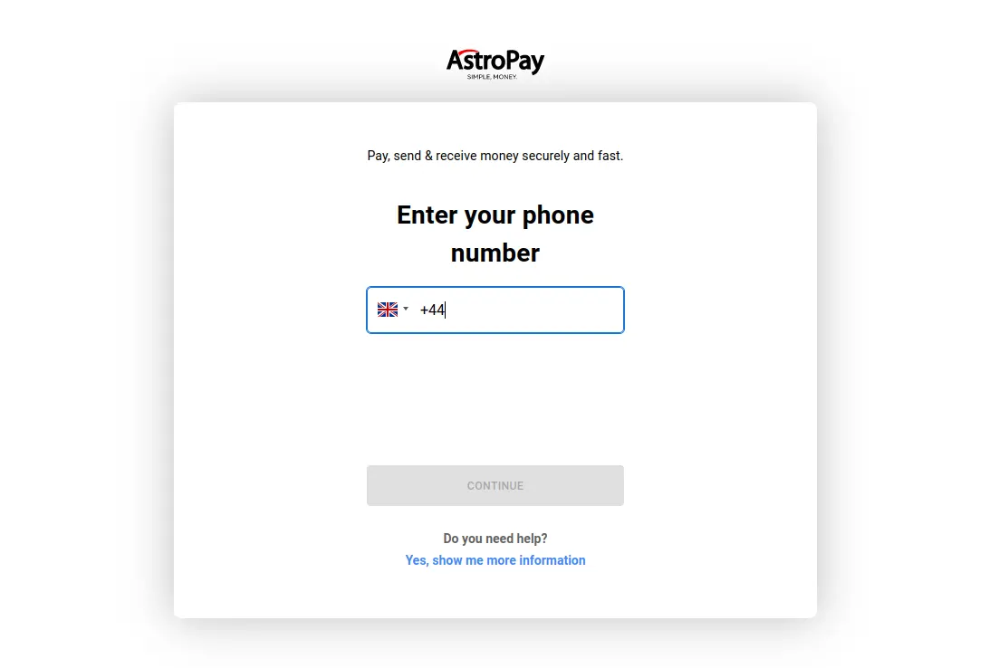 AstroPay Registration Process 2