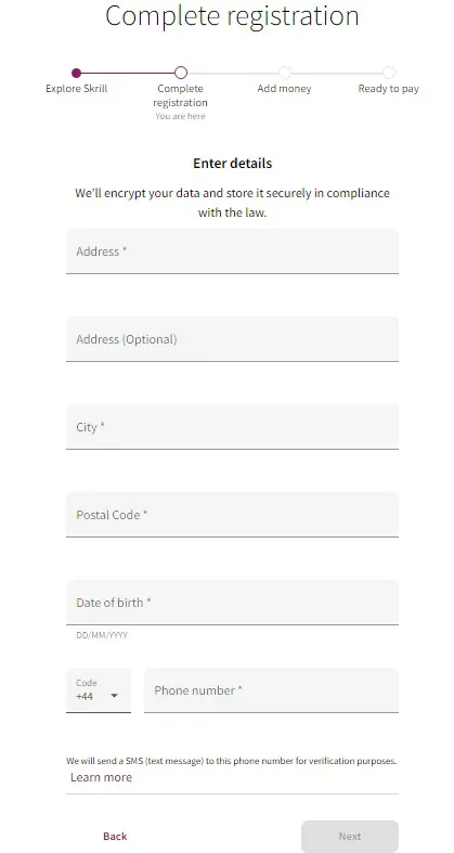 Skrill Registration Process 4